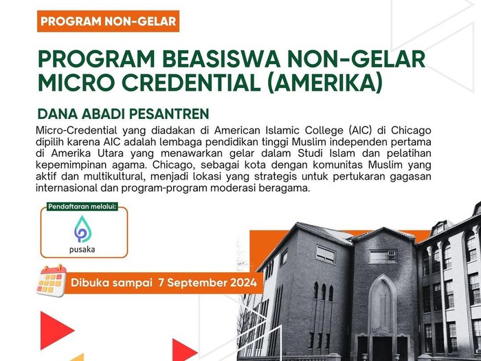 Kemenag dan LPDP buka pendaftaran beasiswa non-gelar ke Amerika khusus bagi santri dan guru pesantren.