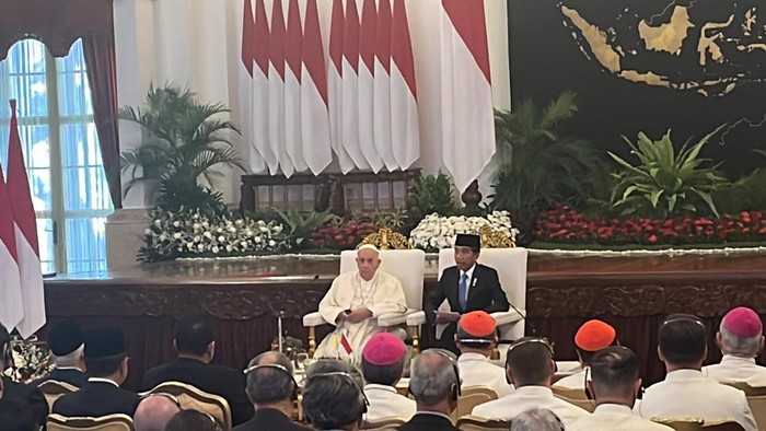Paus Fransiskus dan Jokowi di Istana (Eva/detikcom)