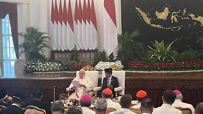 Paus Fransiskus dan Jokowi di Istana (Eva/detikcom)
