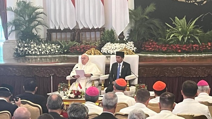 Paus Fransiskus dan Jokowi di Istana (Eva/detikcom)