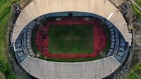 Foto udara suasana Stadion Utama Palaran Kalimantan Timur di Samarinda, Kaltim, Selasa (3/9/2024).