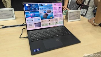 Pertama ada Acer Swift 14 AI dan Swift 16 AI yang mengusung Intel Core Ultra Series 2. Prosesor ini sudah dilengkapi NPU yang memberikan performa AI hingga 48 TOPS. Foto: Virgina Maulita Putri/detikINET