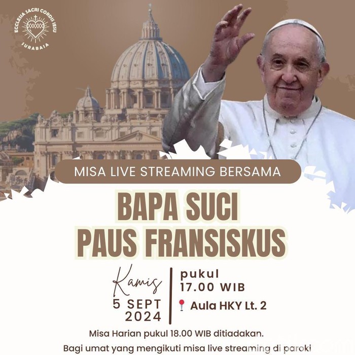 Gereja Katolik di Surabaya Nobar Misa Paus Fransiskus