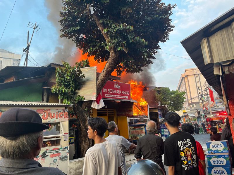 Kebakaran warung di Jakpus (Rumondang/detikcom)