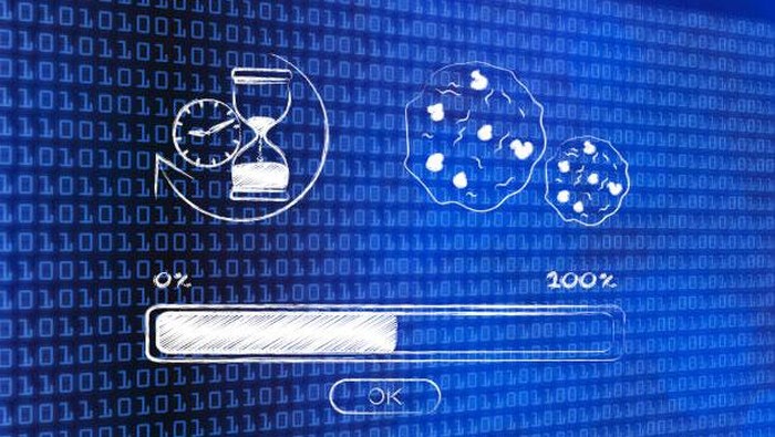 clean up your browser history concept: hourglass, cookie and progress bar