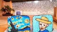 Terinspirasi dari pelukis Van Gogh, Kiyota membuat sushi dengan motif mirip lukisan ‘The Starry Night’. Foto: Takayo Kiyota
