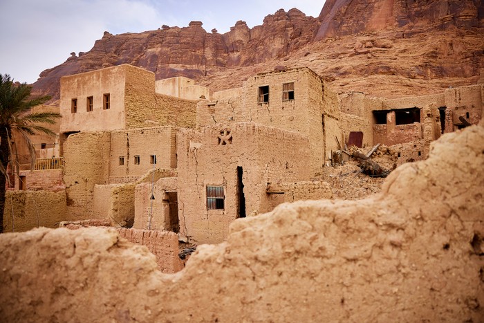 Ruins of historic settlement from  before12th-century located on ancient incense trading route and pilgrimage path from Damascus to Mecca.