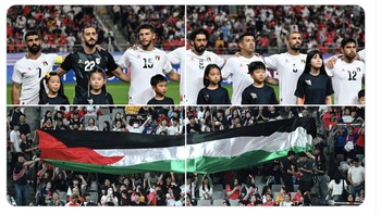 Suporter Korea Selatan banyak yang mendukung Palestina. Foto: X.com