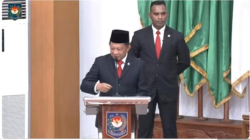 Mendagri Tito Karnavian saat sambutan dalam pelantikan Pj Gubernur NTT, Andriko Noto Susanto di Jakarta.