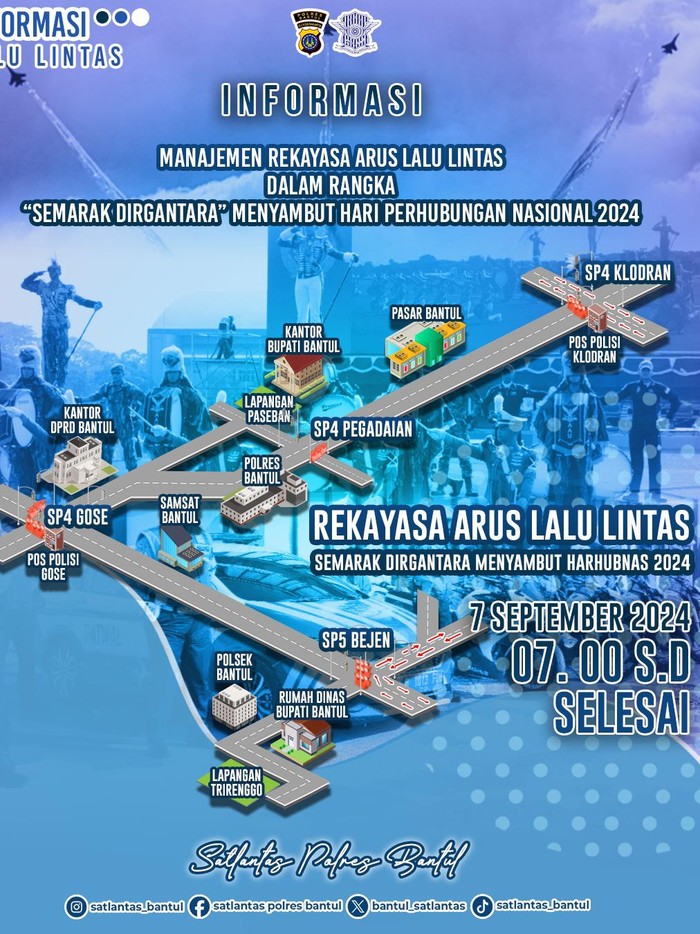 Pemberitahuan rekayasa lalin di sekitar Paseban, Bantul. Foto diunggah Jumat (6/9/2024).