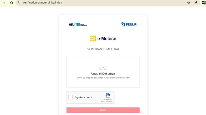 Situs Verifikasi E-Meterai Peruri