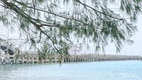 Di pulau tidung besar, di belakang nya terdapat icon jembatan panjang nya