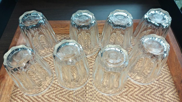 Maby glasses put on the table in coffee bar