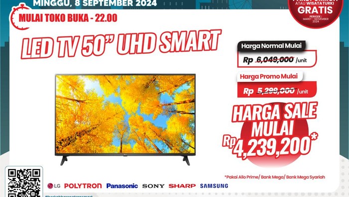 Beli Smart TV Hemat hingga Rp 3 Jutaan Cuma di Transmart Full Day Sale