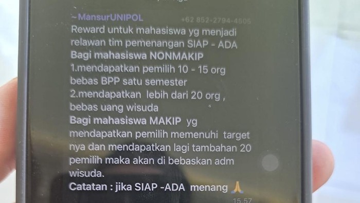 Beredar pesan dosen arahkan mahasiswa Unipol cari suara di Pilkada Soppeng.