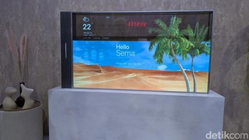 Vestel, perusahaan teknologi asal Turki, juga menampilkan konsep TV OLED transparan yang mengagumkan. Foto: Virgina Maulita Putri/detikINET