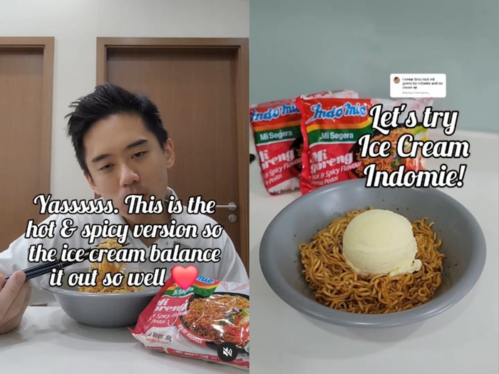 Indomie goreng pakai es krim