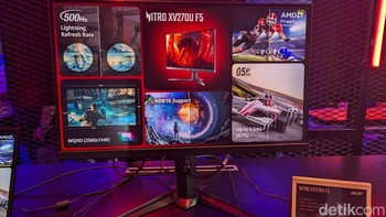 Monitor ini memiliki resolusi FHD dengan refresh rate 600Hz dan response time hingga 0,1 ms G to-G, menjadikannya salah satu monitor gaming paling kencang saat ini. Monitor ini juga dilengkapi sertifikasi VESA DisplayHDR 400 dan mendukung DCI-P3 95%. Foto: Virgina Maulita Putri/detikINET