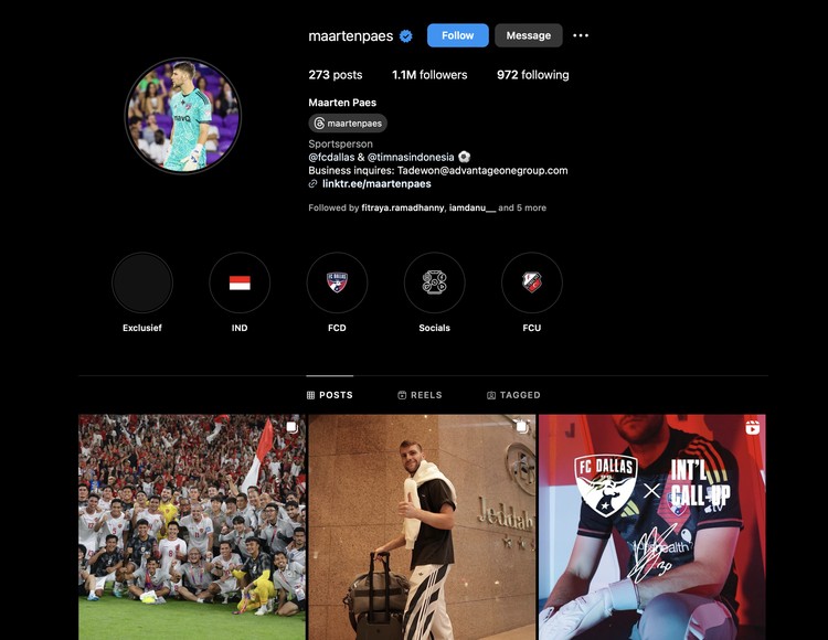 Akun Instagram pemain Timnas Indonesia Akun Instagram pemain Timnas Indonesia