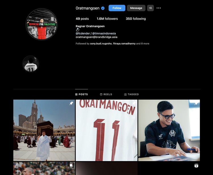 Akun Instagram pemain Timnas Indonesia Akun Instagram pemain Timnas Indonesia