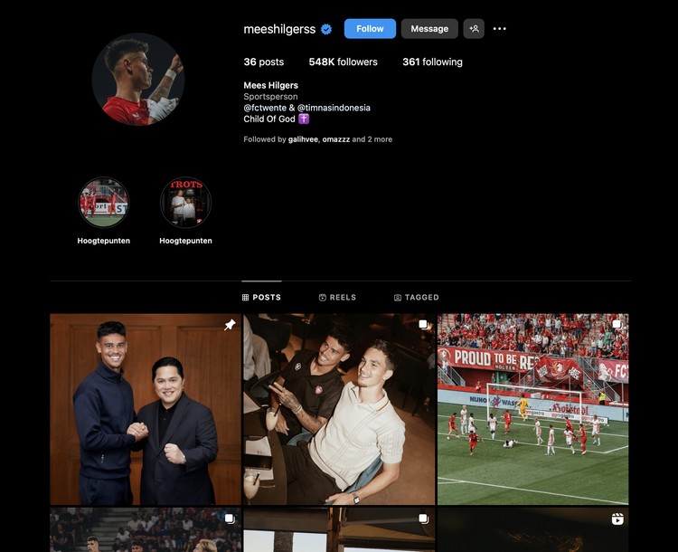 Akun Instagram pemain Timnas Indonesia Akun Instagram pemain Timnas Indonesia