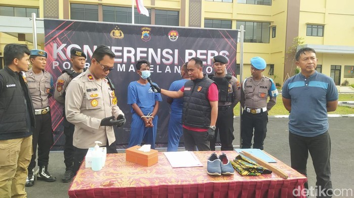 Polres Magelang Kota rilis penangkapan dua tersangka penganiayaan di Cacaban, Kota Magelang, Minggu (8/9/2024).