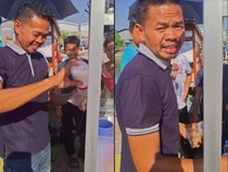 Viral! Penjual Jajanan Teci Mirip Mantan Pesepak Bola Bambang Pamungkas