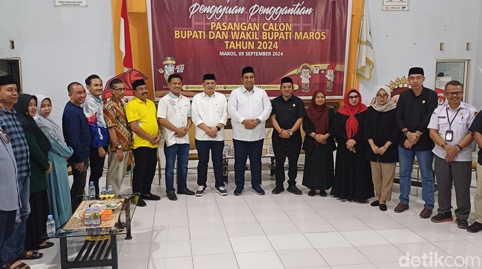 Andi Muetazim Mansyu resmi mendaftar ke KPU Maros sebagai bakal calon wakil bupati (bacawabup) mendampingi Chaidir Syam untuk Pilkada 2024.
