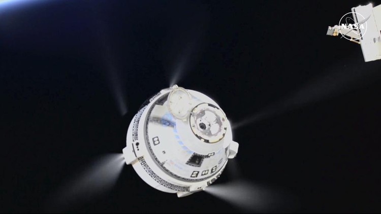 The empty Boeing Starliner capsule sits at White Sands Missile Range in New Mexico, late Friday, Sept. 6, 2024, after undocking from the International Space Station. (Boeing via AP)