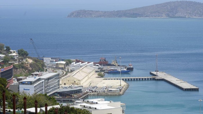 A general view of the harbour in Port Moresby, Papua New Guinea, Thursday, Sept. 5, 2024. (AP Photo/Mark Baker)