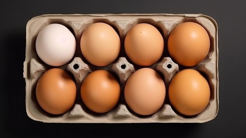 Ilustrasi telur ayam di wadah