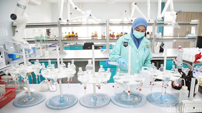 Petugas laboratorium melakukan pengujian contoh uji air, tanah dan udara di Laboratorium Lingkungan Hidup Daerah (LLHD) Dinas Lingkungan Hidup Jakarta, Setiabudi, Jakarta Selatan, Senin (9/9/2024).