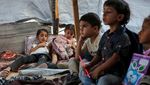 Potret Anak-anak Gaza Sekolah di Reruntuhan Bangunan