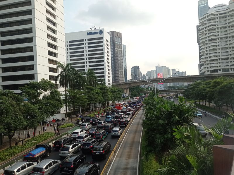 Kemacetan di Jalan Sudirman arah Senayan (Taufiq/detikcom)