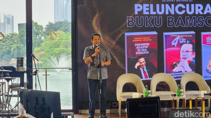 Ketua MPR RI, Bambang Soesatyo (Bamsoet) menggelar acara peluncuran buku ulang tahun ke-62. (Adrial/detikcom)