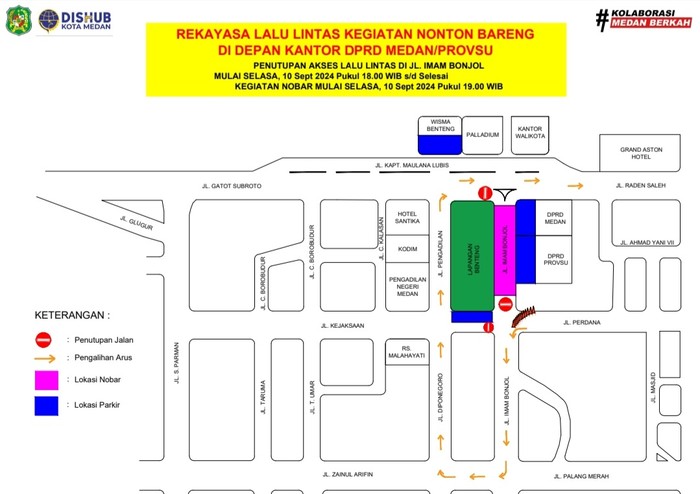 Rekayasa Lalu Lintas acara nobar Indonesia Vs Australia di Medan. (Istimewa)