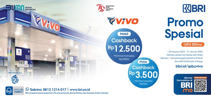 Beli BBM di SPBU Vivo Pakai BRImo Dapat Cashback