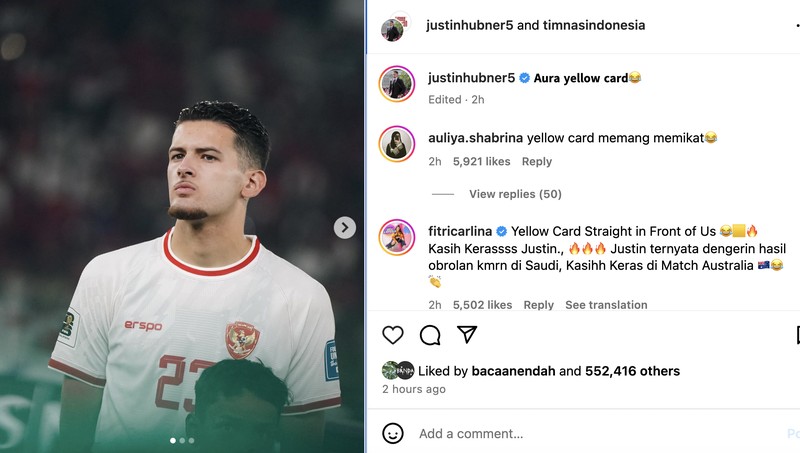 Instagram pemain timnas