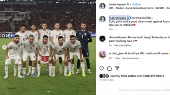 Pertama kali di GBK. Poin yang solid dan clean sheet yang bagus melawan Australia! Sampai jumpa di bulan Oktober, tulisnya. Foto: Instagram