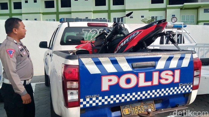 Motor metik mahasiswi UMS yang kecelakaan diamankan di Sat Lantas Polres Klaten, Rabu (11/9/2024).