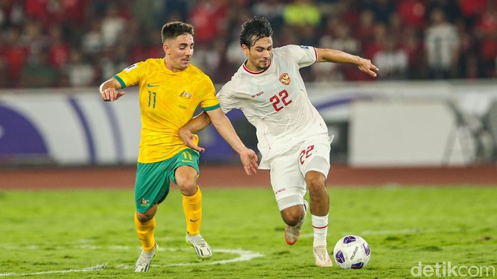 Nathan Tjoe A On bermain dalam laga Indonesia vs Australia Grup C Kualifikasi Piala Dunia 2026 di Stadion Utama Gelora Bung Karno (SUGBK), Jakarta, Selasa (10/9/2024).