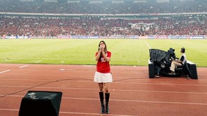 Raisa mendapatkan kesempatan untuk bernyanyi di GBK setelah laga Timnas Indonesia vs Australia pada Selasa (10/9/2024) malam. Foto: Instagram Raisa