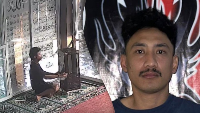 Tampang pria asal Bogor yang melakukan pencurian kotak amal masjid di Pangkalpinang.