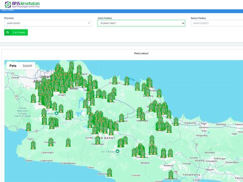 Tampilan peta rujukan rumah sakit BPJS Kesehatan.