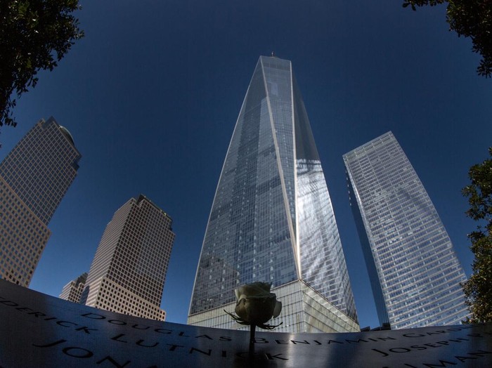 New York, NY, USA - October 5, 2016: One World Trade Center otherwise known Freedom Tower taken from street level in Manhattan, New York, USA.