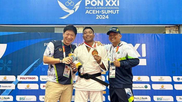 Atlet peraih medali emas PON XXI dari Cabor Judo, Bharaka I Kadek Pasek Karisna .