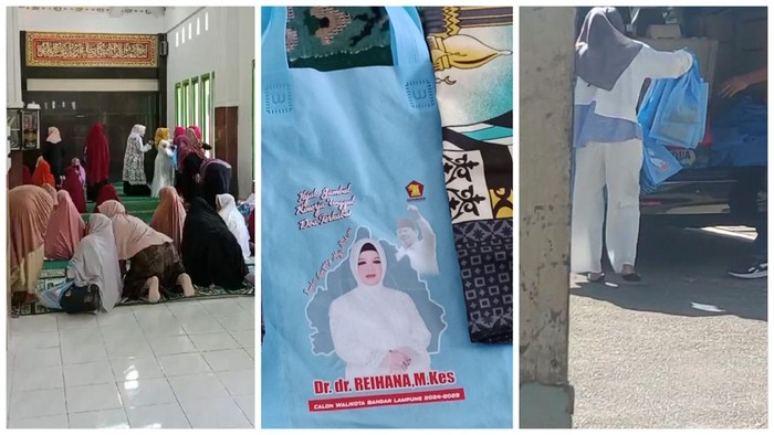 Beredar video Bacawako Bandar Lampung Reihana bagi-bagi bingkisan.