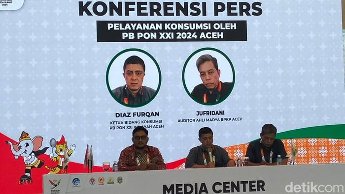 BPKP Aceh saat konferensi pers di Media Center PON XXI Aceh. (Agus Setyadi/detikSumut)