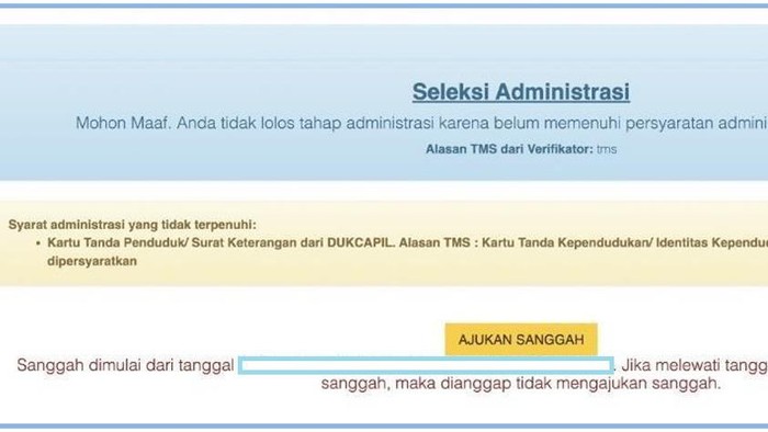 Hasil Seleksi Administrasi CPNS