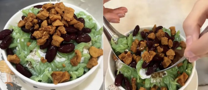 Nyeleneh! Kreasi Cendol Nonhalal Pakai Topping Lemak Babi Goreng